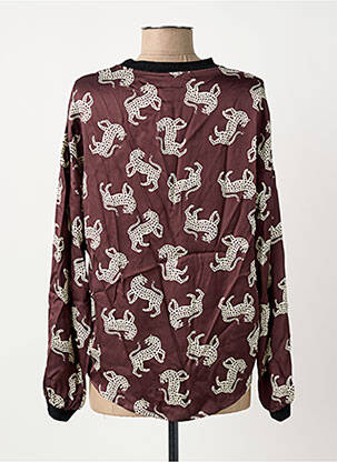 Top coupe cintrée manches longues marron IMPREVU femme