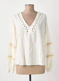 Top coupe cintrée manches longues beige OPULLENCE femme