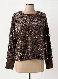 Sweat-shirt stretch manches longues marron IMPREVU femme
