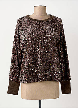 Sweat-shirt stretch manches longues marron IMPREVU femme