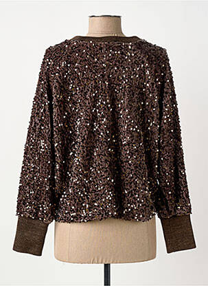 Sweat-shirt stretch manches longues marron IMPREVU femme