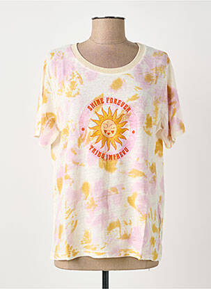 T-shirt sérigraphie manches courtes beige IMPREVU femme