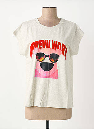 T-shirt sérigraphie manches courtes gris IMPREVU femme