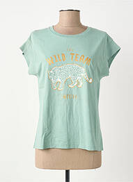T-shirt sérigraphie manches courtes bleu IMPREVU femme