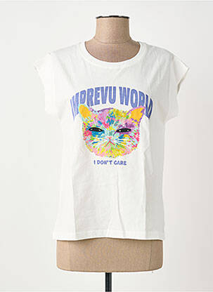 T-shirt sérigraphie manches courtes blanc IMPREVU femme