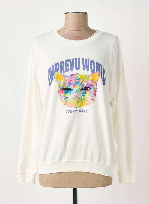 Sweat-shirt stretch manches longues beige IMPREVU femme