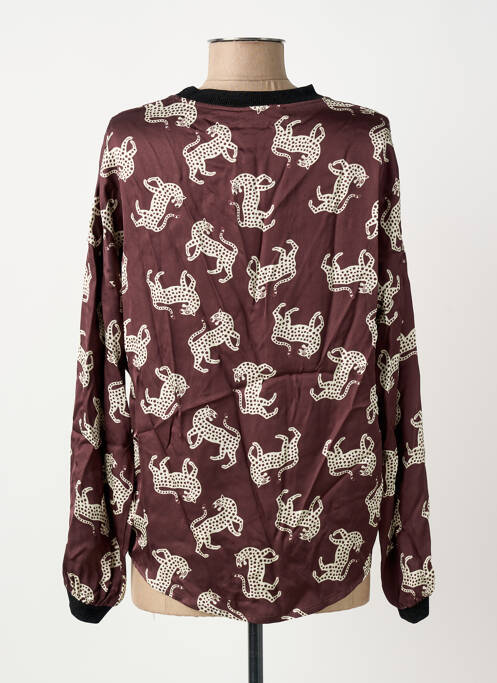 Top coupe cintrée manches longues marron IMPREVU femme