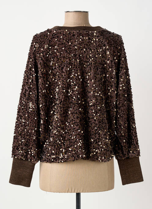 Sweat-shirt stretch manches longues marron IMPREVU femme