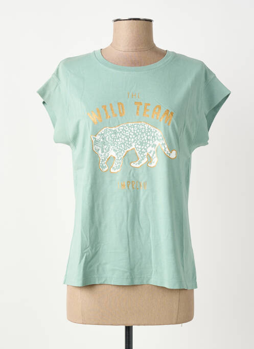 T-shirt sérigraphie manches courtes bleu IMPREVU femme