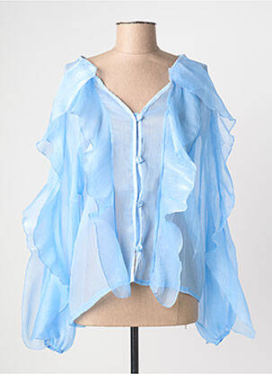 Chemisier tissage crêpe manches longues bleu LOVIKA femme