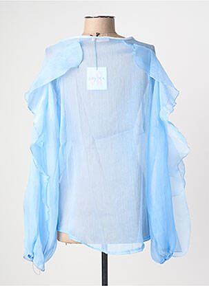 Chemisier tissage crêpe manches longues bleu LOVIKA femme