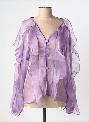 Chemisier tissage crêpe manches longues violet LOVIKA femme