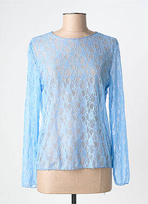 Top coupe cintrée manches longues bleu NINETTE femme