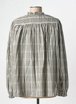 Blouse tissage popeline manches longues vert ADORE femme