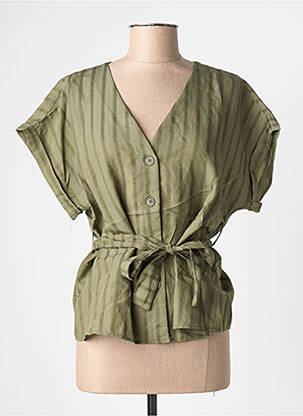 Chemisier coupe cintrée manches courtes vert NINETTE femme