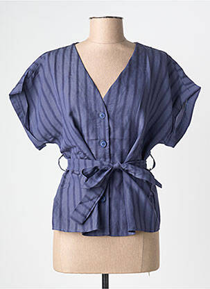 Chemisier coupe cintrée manches courtes bleu NINETTE femme