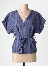 Chemisier manches courtes manches courtes bleu NINETTE femme