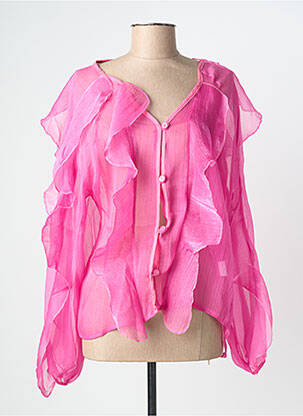 Chemisier tissage crêpe manches longues rose LOVIKA femme