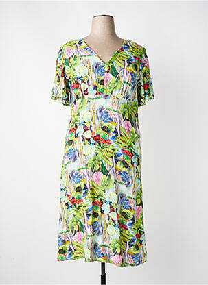 Robe mi-longue manches courtes manches courtes vert MADE IN SENS femme