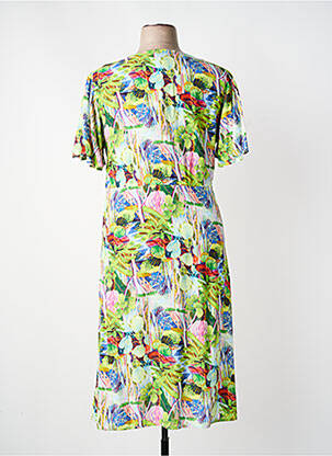 Robe mi-longue manches courtes manches courtes vert MADE IN SENS femme