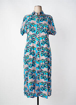 Robe longue manches courtes manches courtes bleu KALI YOG femme