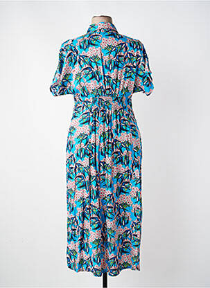Robe longue manches courtes manches courtes bleu KALI YOG femme