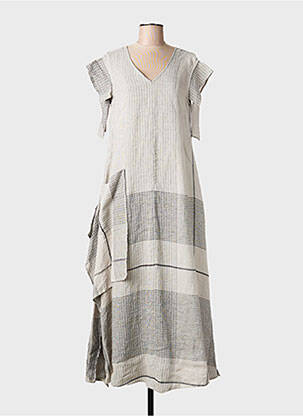 Robe longue manches courtes manches courtes gris KEDZIOREK femme