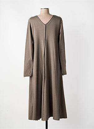 Robe mi-longue manches longues manches longues gris KEDZIOREK femme