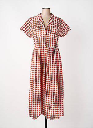 Robe mi-longue manches courtes manches courtes orange KALI YOG femme