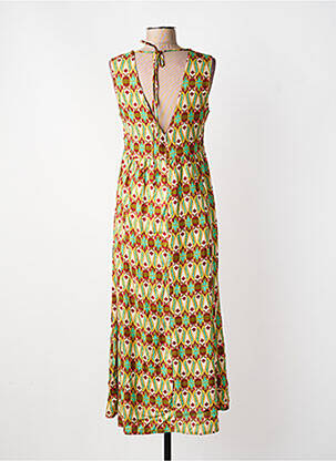 Robe longue imprimé fantaisie sans manche vert KALI YOG femme