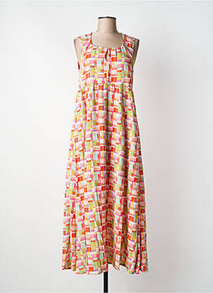 Robe longue imprimé fantaisie sans manche orange KALI YOG femme