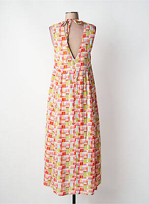 Robe longue imprimé fantaisie sans manche orange KALI YOG femme