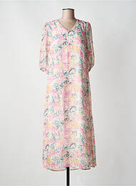 Robe mi-longue coupe fluide manches courtes rose MADE IN SENS femme