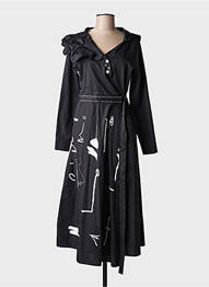 Robe longue manches longues manches longues noir BIZE femme