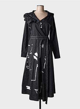 Robe longue manches longues manches longues noir BIZE femme