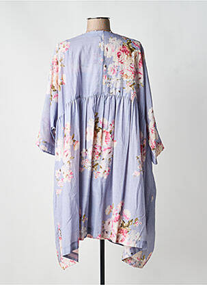 Robe mi-longue imprimé fleurs manches 3/4 bleu RHUM RAISIN femme