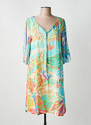 Robe mi-longue manches 3/4 manches 3/4 vert ORIENTIQUE NATURALLY femme