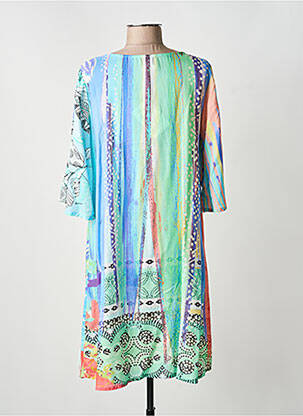 Robe mi-longue coupe fluide manches 3/4 vert ORIENTIQUE NATURALLY femme