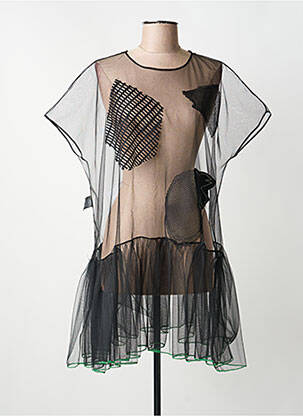 Tunique manches courtes légère et transparente noir BIZE femme