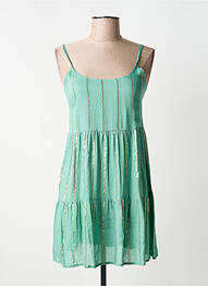 Tunique manches longues tissage crêpe vert CARLA femme