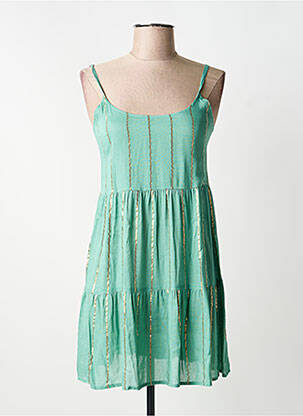 Tunique manches longues tissage crêpe vert CARLA femme
