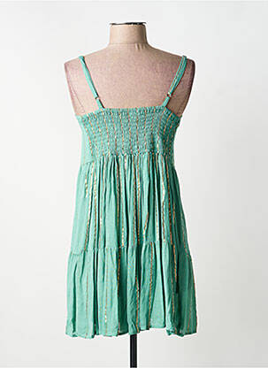 Tunique manches longues tissage crêpe vert CARLA femme