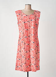 Robe mi-longue imprimé fleurs sans manche rouge KALI YOG femme