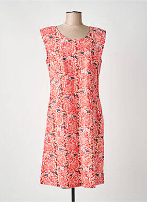 Robe mi-longue imprimé fleurs sans manche rouge KALI YOG femme