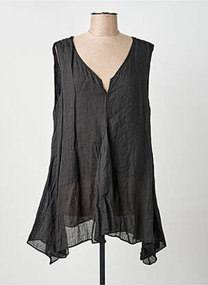Tunique sans manche tissage crêpe noir KEDZIOREK femme