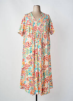 Robe mi-longue rouge ORIENTIQUE NATURALLY femme