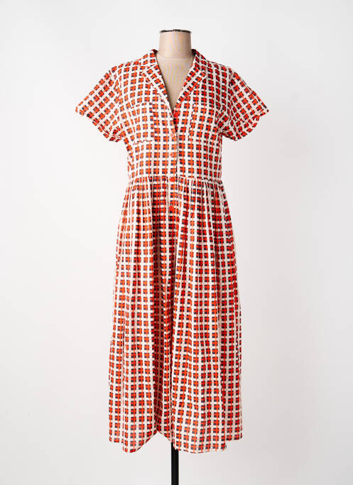 Robe mi-longue orange KALI YOG femme