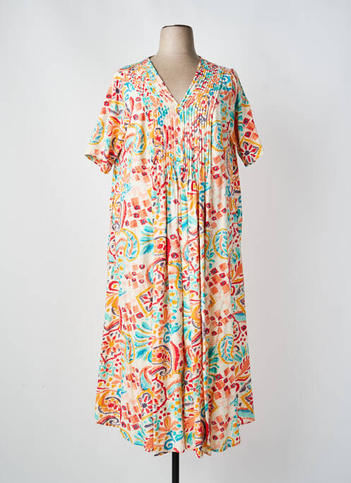 Robe mi-longue rouge ORIENTIQUE NATURALLY femme