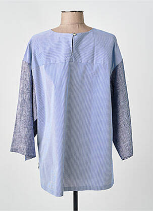 Blouse tissage popeline manches 3/4 bleu ALEMBIKA femme