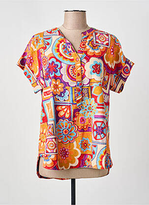 Blouse tissage popeline manches courtes orange ORIENTIQUE NATURALLY femme